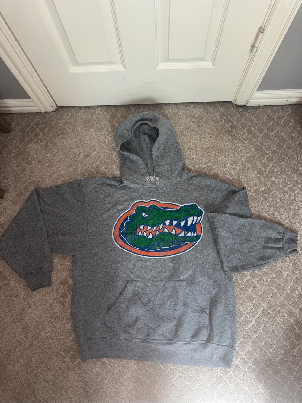 NCAA Gray Crewneck Sweatshirt with Green and Orange Gator Logo